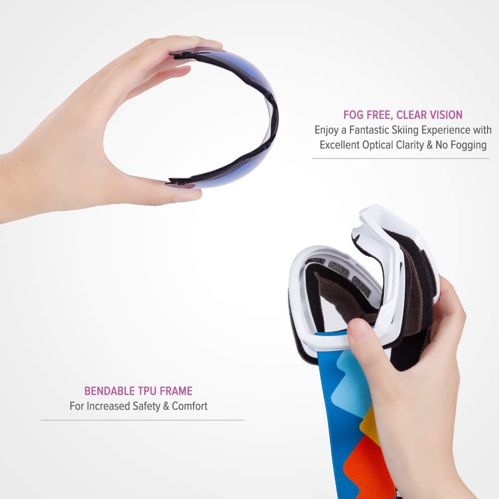 OutdoorMaster Kids Ski Goggles, Snowboard Goggles - Snow Goggles for Kids,Youth with Anti-Fog 100% UV Protection Spherical Lens