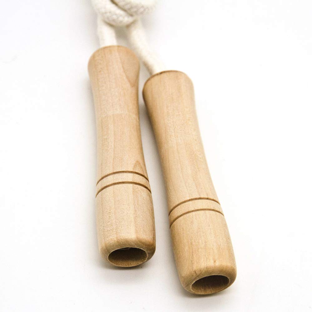 Homello Jump Rope For Kids - Wooden Handle - Adjustable Cotton Braided Fitness Skipping Rope For Toddler Fitness Workout Exercis