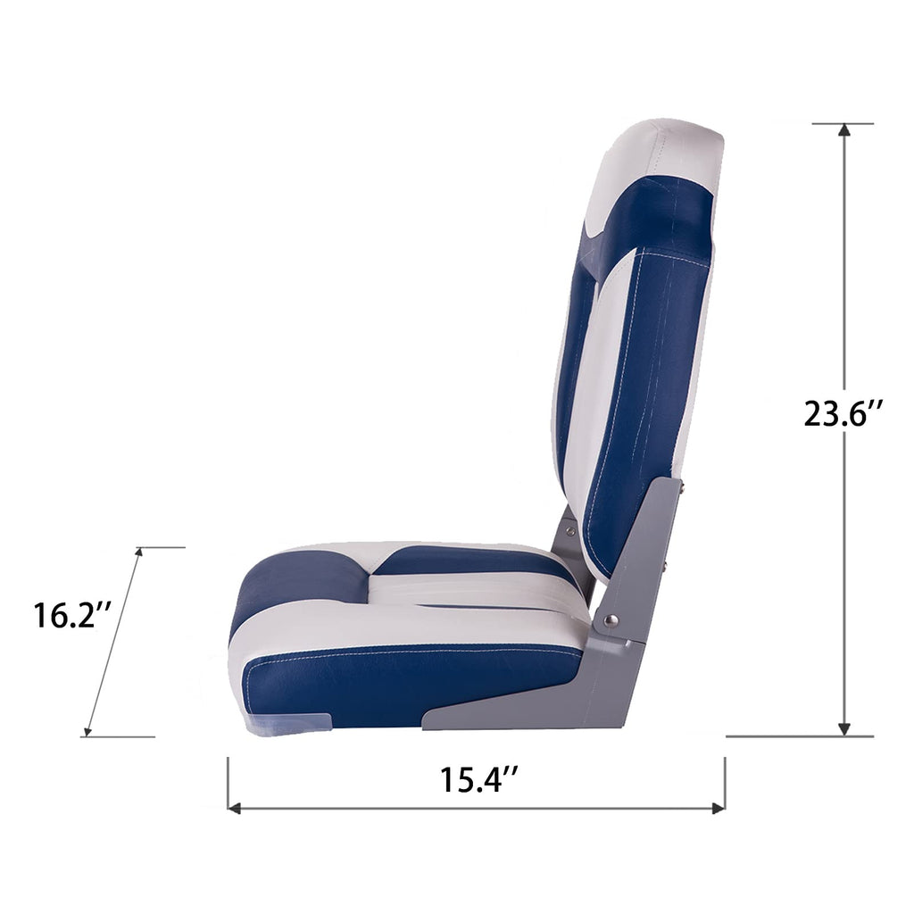Northcaptain S1 Deluxe High Back Folding Boat Seat,Stainless Steel Screws Included,White/Pacific Blue(2 Seats)
