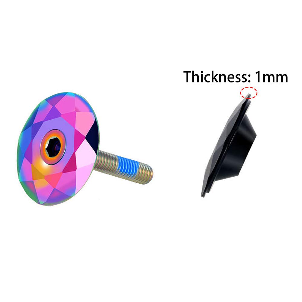 Thinvik Bicycle Headset Top Cap With Bolts,1 1/8 Inch Bicycle Rainbow Color Al Alloy & Bolt Mountain Bike Stem Top Cap Cover Hea