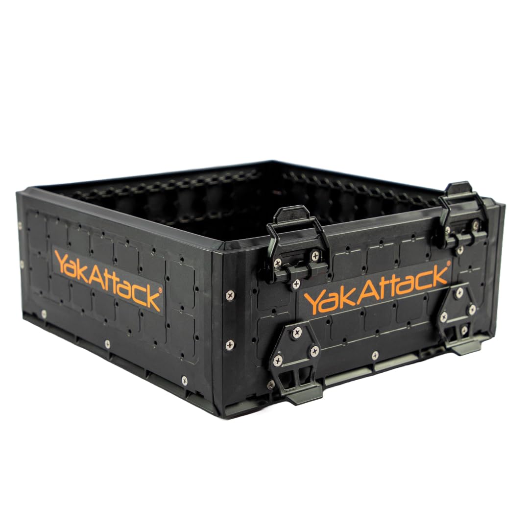 YakAttack ShortStak Upgrade Kit for BlackPak Pro | 13 x 13 - Black | Stackable Kayak Crate Add-On with GridLoc Panels, Hinges & 