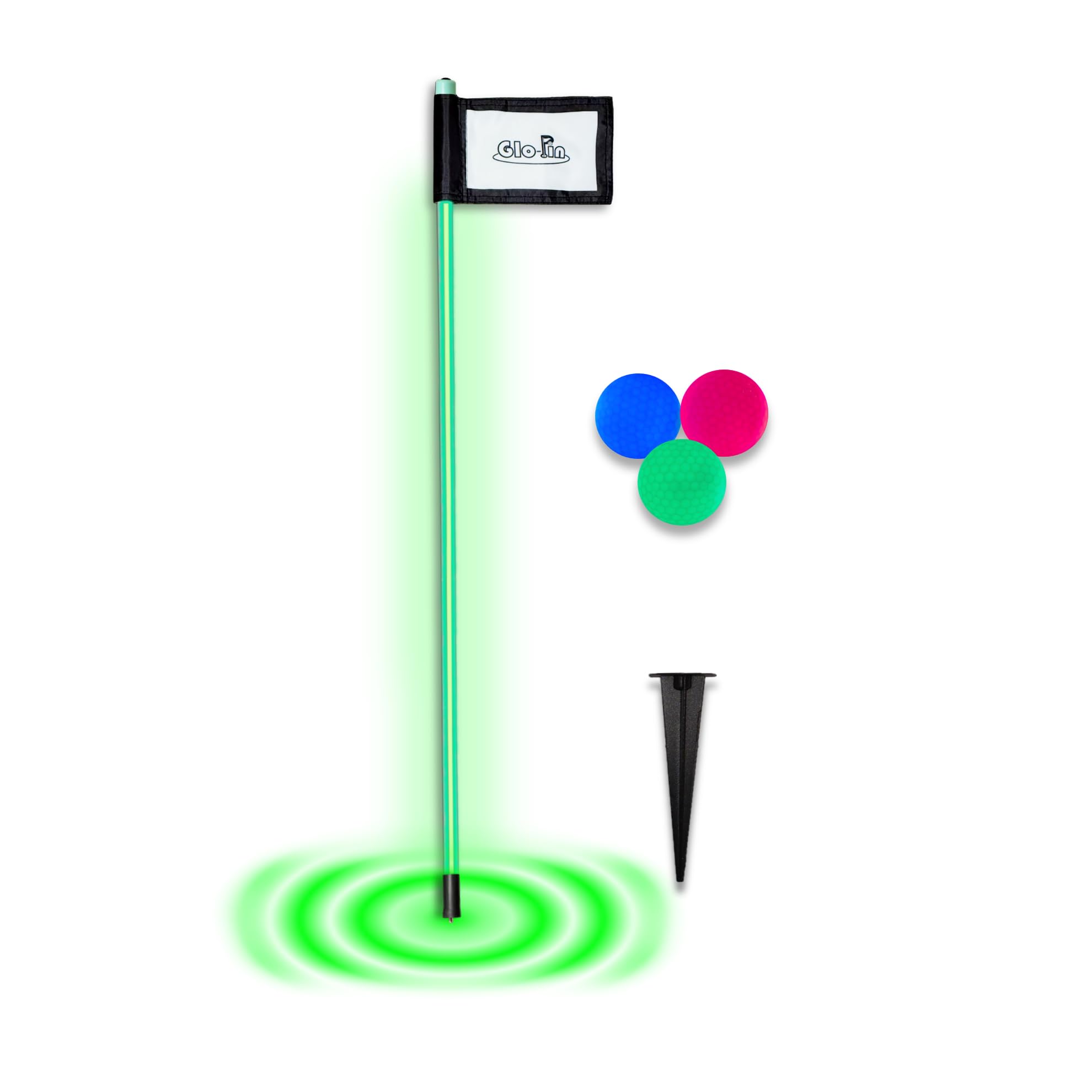 Glo-Pin 2.0 Light Up Golf Flagstick for Night Golf, Glow in The Dark Putting, Chipping, with Battery Powered LED, Bright Balls I