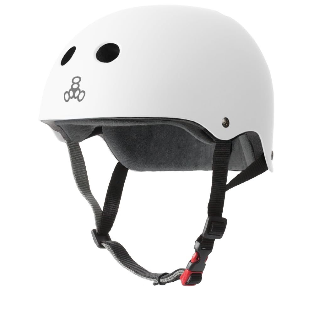Triple Eight The Certified Sweatsaver Helmet For Skateboarding, Bmx, And Roller Skating, White Rubber, X-Large/Xx-Large