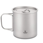 Silverant 600Ml Titanium Cup Mug With Lid Backpacking Pot With Foldable Handle For Outdoor Camping Hiking Backpacking
