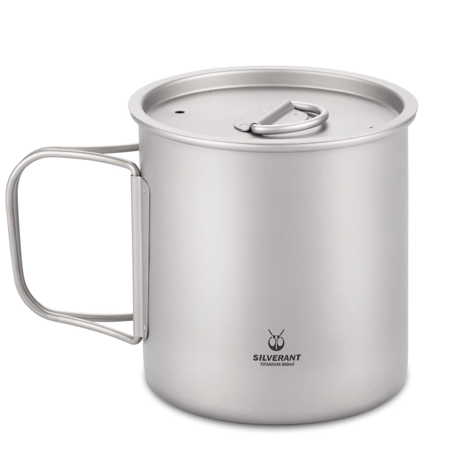 Silverant 600Ml Titanium Cup Mug With Lid Backpacking Pot With Foldable Handle For Outdoor Camping Hiking Backpacking