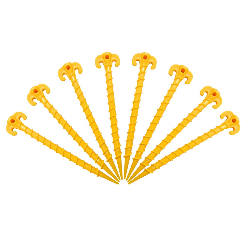 Canopy Stakes Canopy Anchors Beach Tent Stakes Heavy Duty Screw Shape 25 Cm 10 Inch - 8 Pack Yellow
