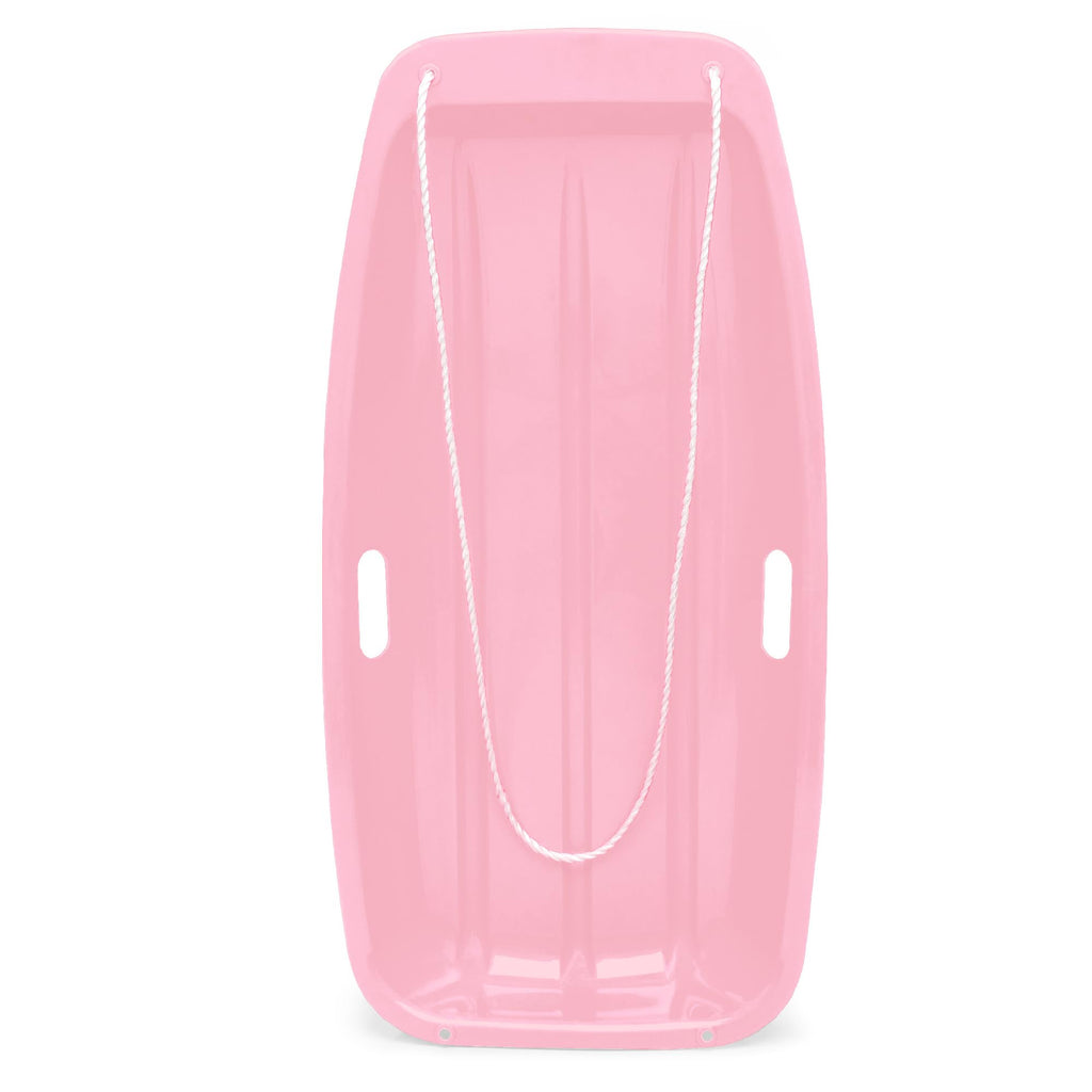 Best Choice Products 35In Kids Plastic Toboggan Snow Sled W/Pull Rope, 2 Handles - Light Pink