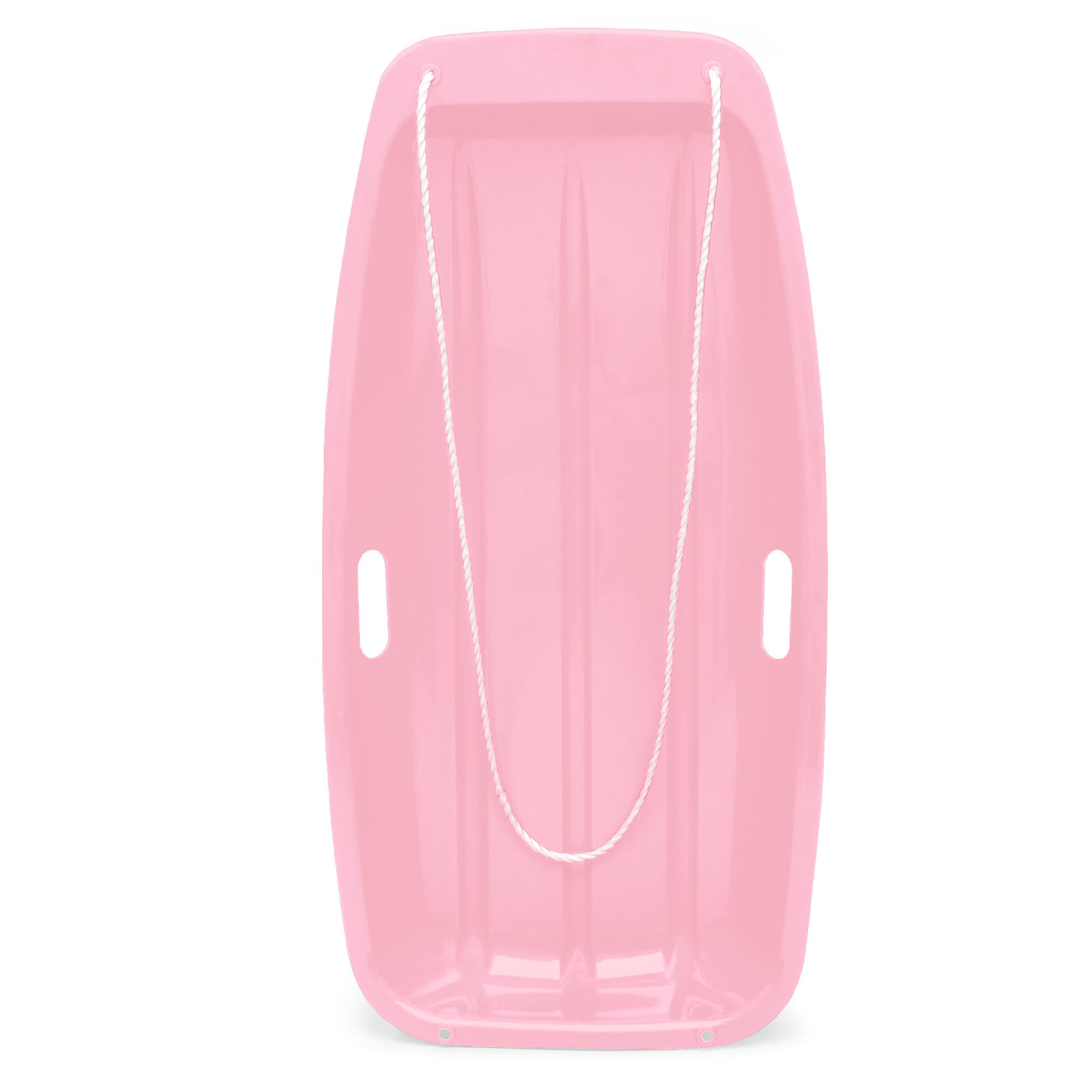 Best Choice Products 35In Kids Plastic Toboggan Snow Sled W/Pull Rope, 2 Handles - Light Pink