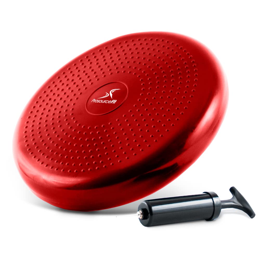 Prosourcefit Core Balance Disc Trainer, 14 Diameter With Pump For Improving Posture, Fitness, Stability, Red