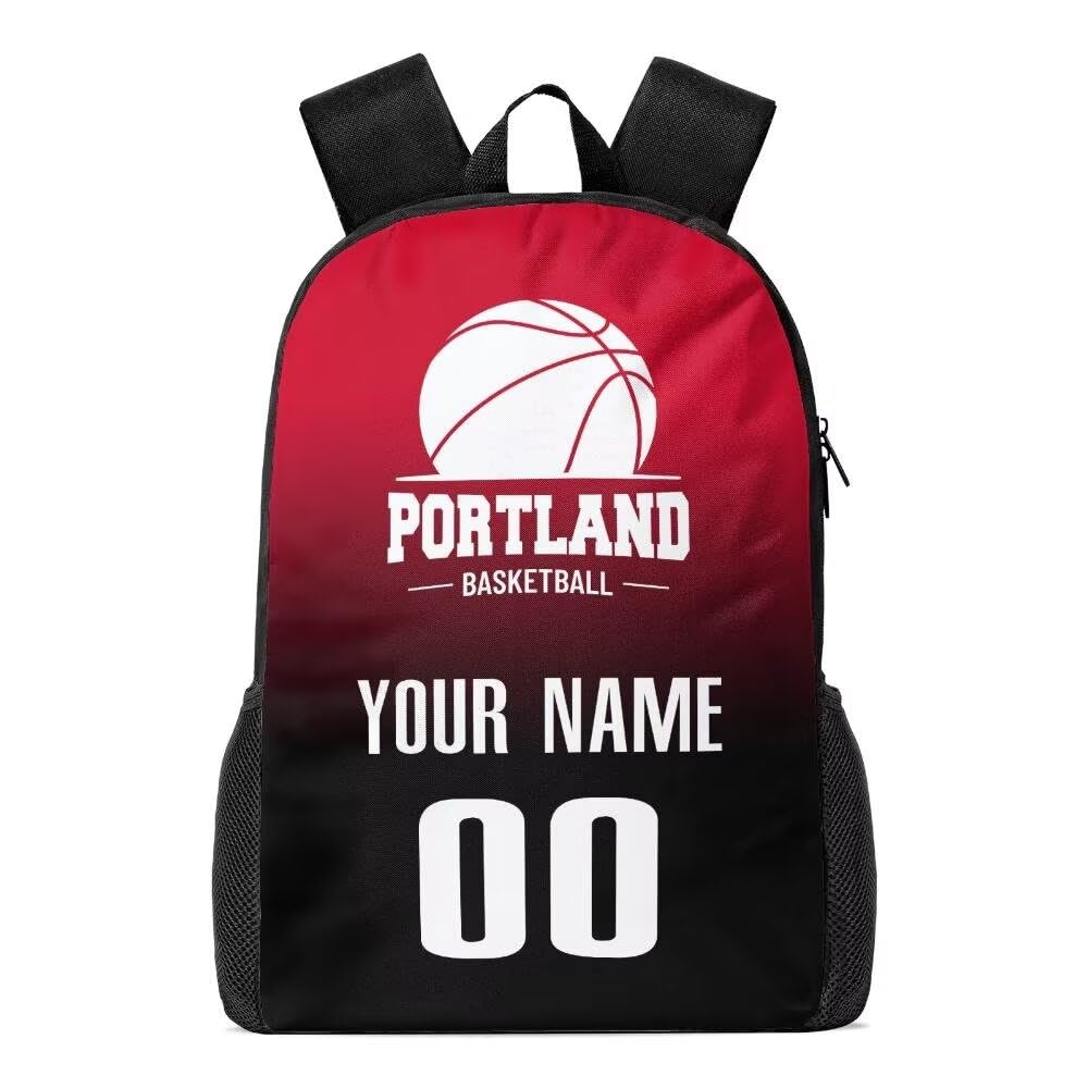 Personalized Portland Basketball Sports Backpack Custom City Fan Gift Shoulder Bag Add Name and Number Casual Bag
