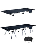 Iclimb Super Easy Assemble Folding Cot Ultralight Compact Heavy Duty With Carry Bag For Adults Camping Backpacking (Black, Two H