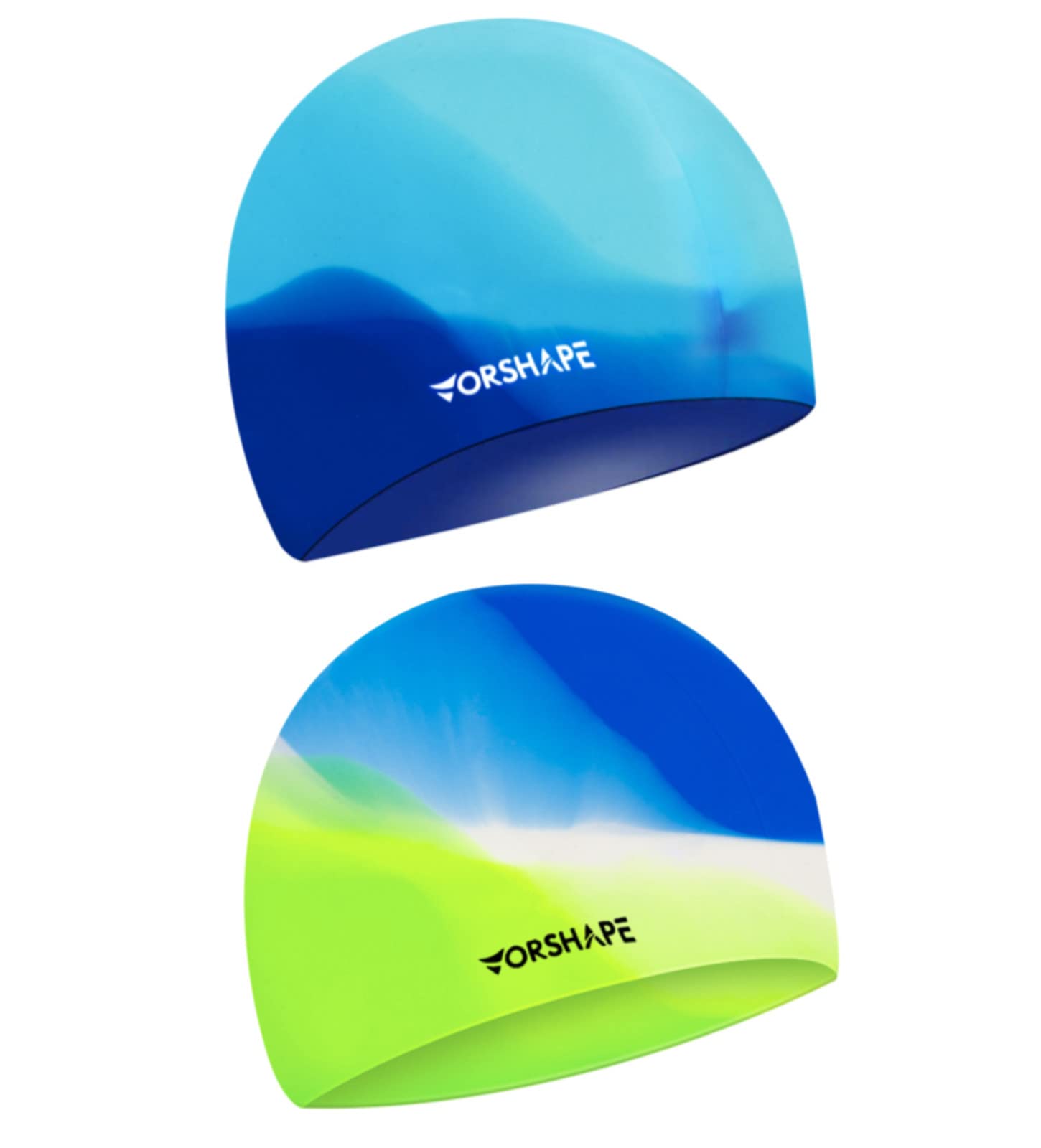 Vorshape Swim Cap Kids (2 Pack), Durable Waterproof Swimming Cap For Girls Boys Teens Toddler, Comfortable Fit For Long Hair And
