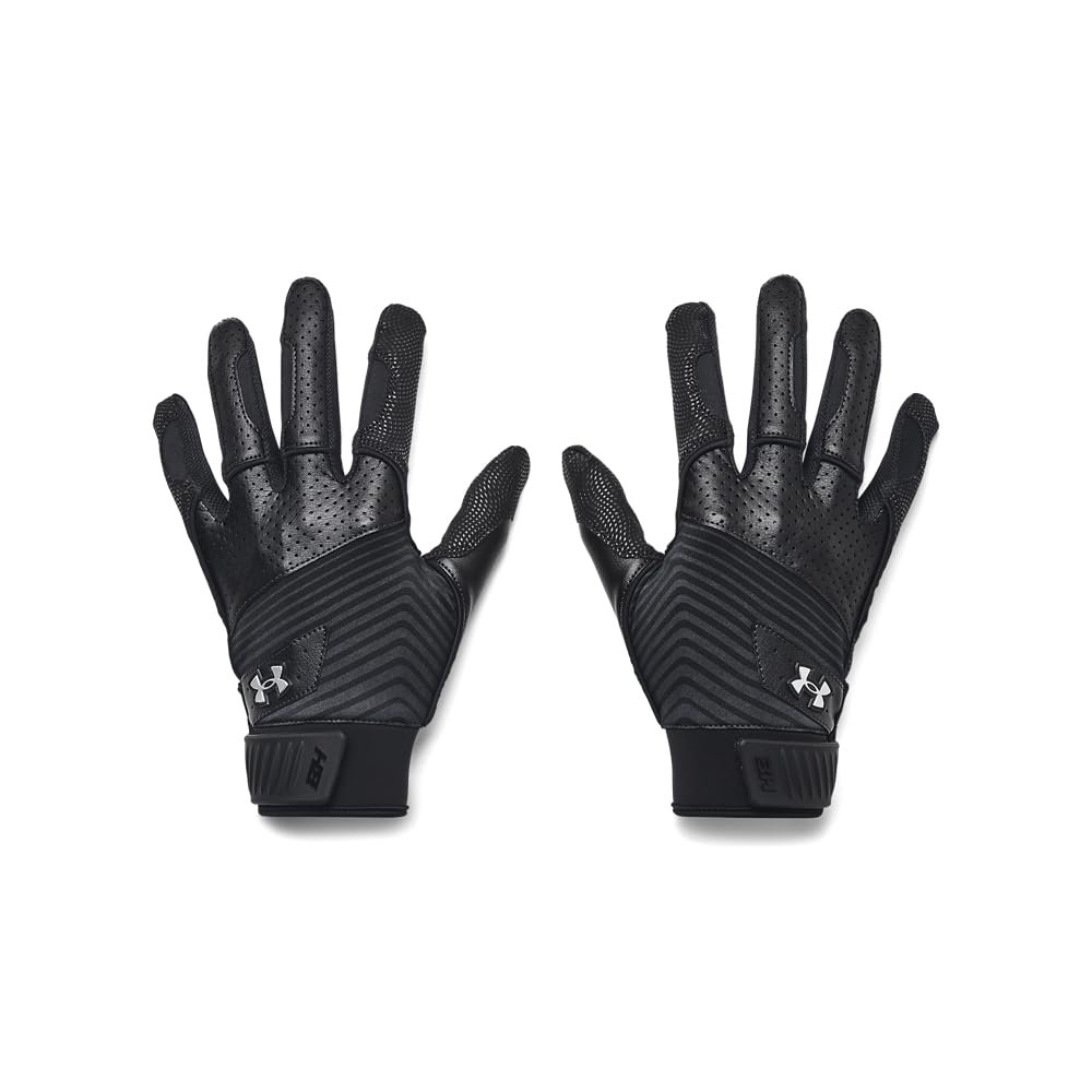Under Armour Men'S Harper Baseball Gloves, (001) Black/Black/Metallic Silver, Small