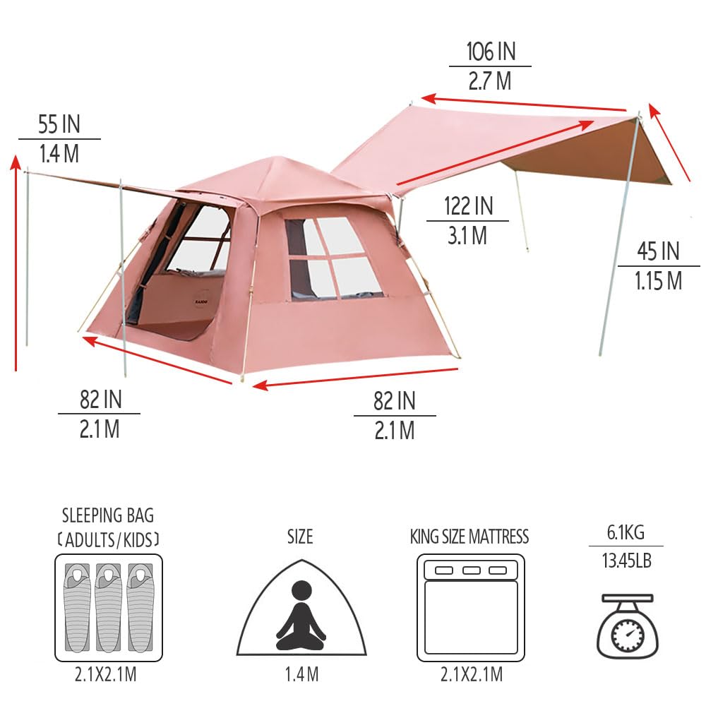 Kazoo Instant Camping Tent (2P Coffee)