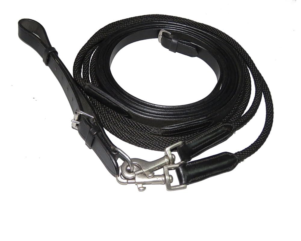Henri de Rivel Rounded Snap Draw Reins Black
