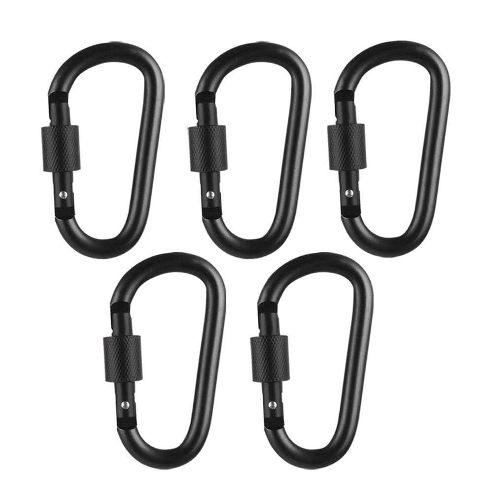 Sunkizzrs Aluminium Carabiner (Pack of 5) Snap Hook Ring Clip  Hooks Keychain  Hook Keyring  Key Hooks for Keychain with Scre