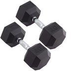 Body Sport Rubber Encased Hex Dumbbell Weight, 40 Lb. (Pair) - Chrome, Anti-Slip Grip For Strength Training - Home Gym & Fitness