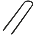 Mukchap 12 Pack 12 Inch U Shaped Rebar Stakes, Black U Rebar Hook, Heavy Duty Trampoline Wind Anchors Stakes For Camping Tents,