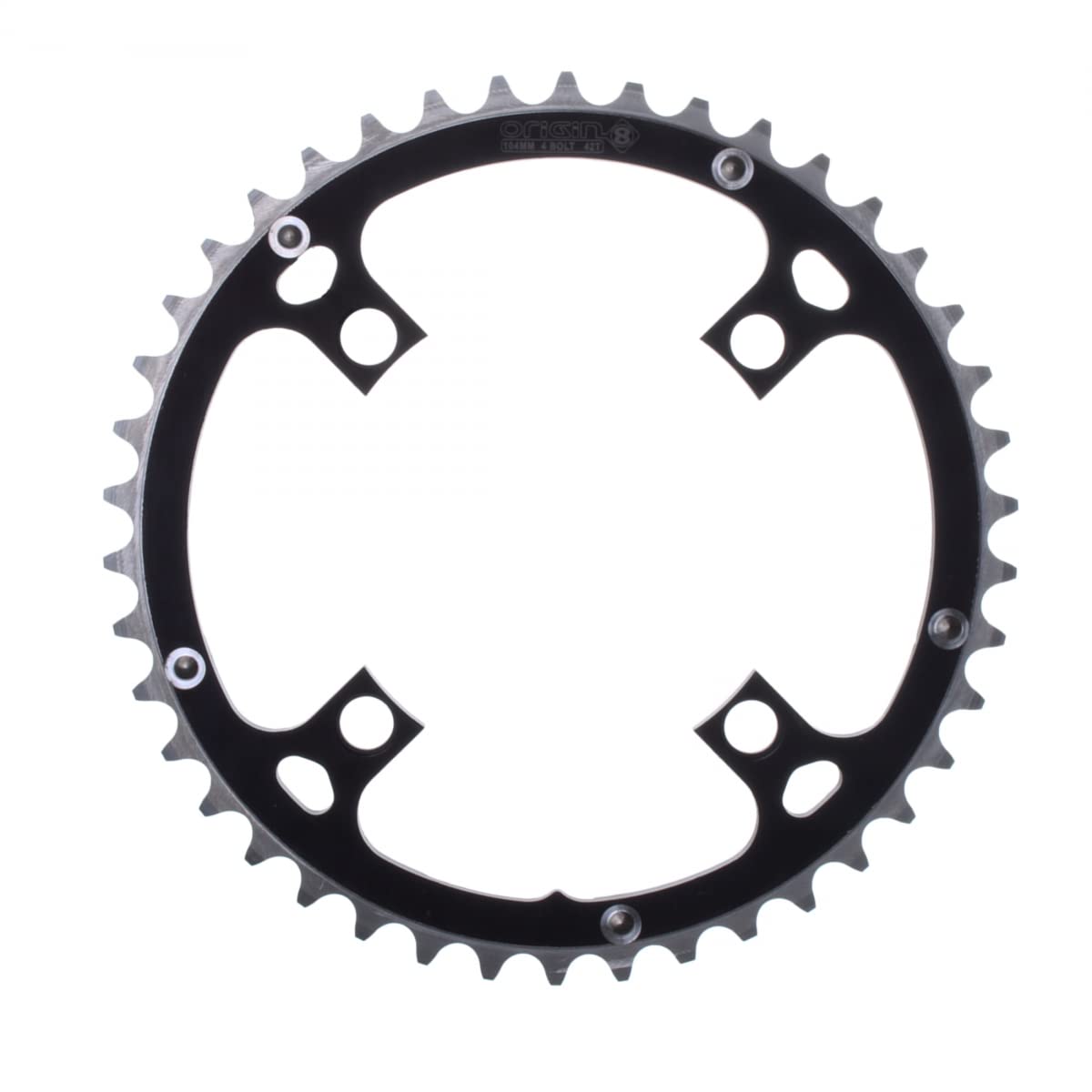 Origin8 Alloy Ramped Chainrings, 104mm x 46t, Black/Silver