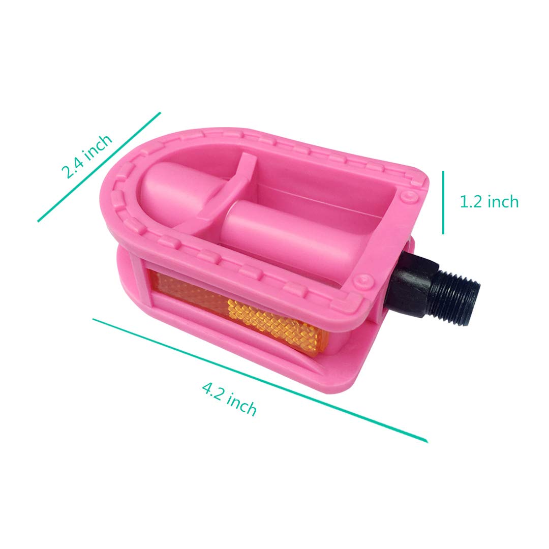 N3Od3Er Upgraded Kid'S Bike Pedal 1/2-Inch Bike Pedals 1 Pair Kids Spindle Pedals Resin Fit 12'' 14'' Youth Bikes (Pink)