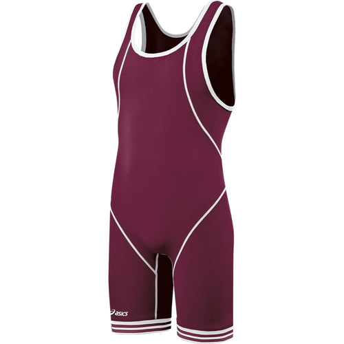 ASICS Men's Snap Down Wrestling Singlet, Cardinal/White, X-Small