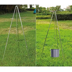 Yahpetes 31.5'' Camping Tripod 3 Sections Aluminum Telescopic Campfire Tripod Portable Outdoor Cooking Tripod (Sliver)