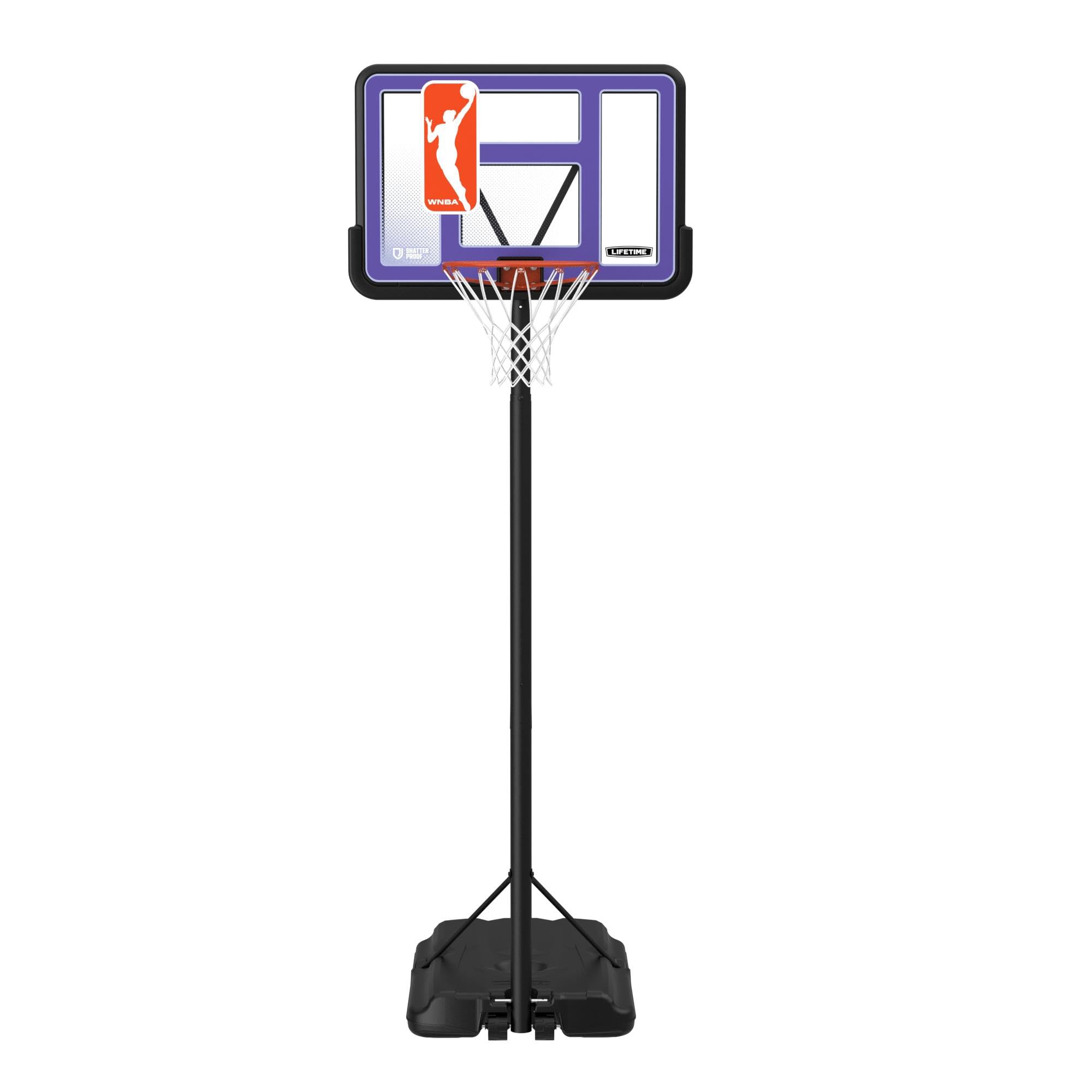 Lifetime WNBA League Edition Portable Basketball Hoop, Adjustable Height 7.5-10 Ft, 44 Inch Shatterproof Fusion Backboard, Base 