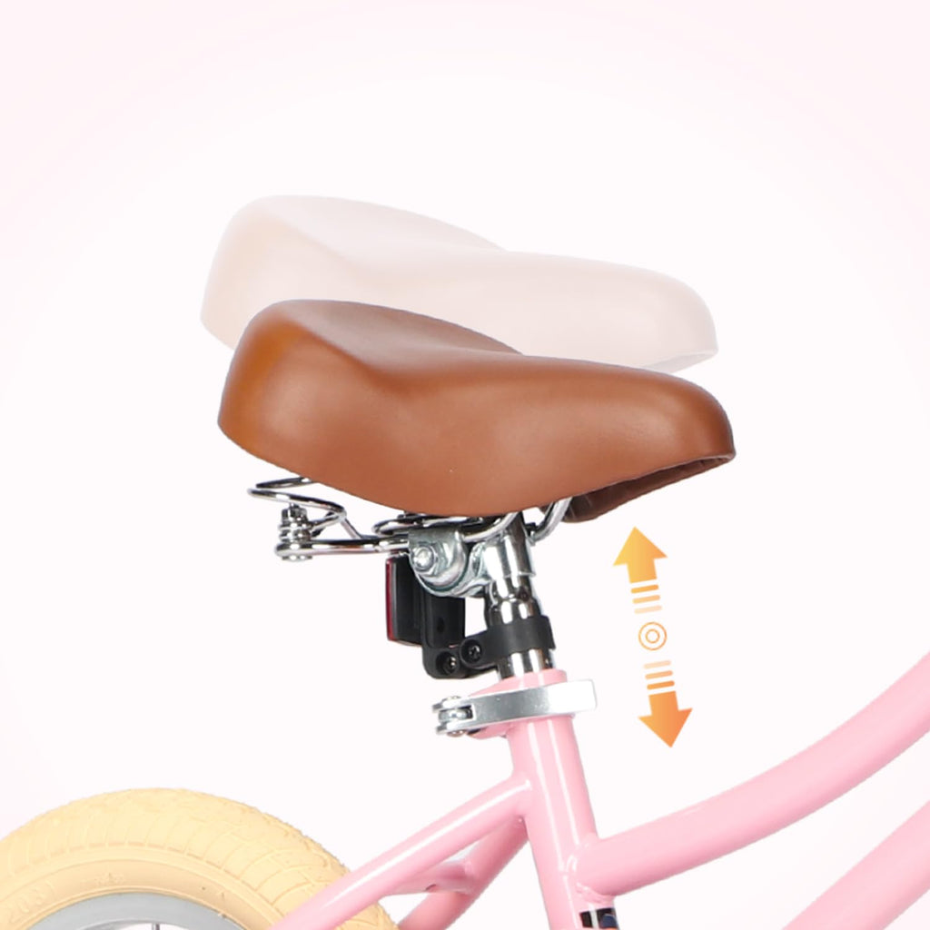 Petimini 18 Inch Little Kids Bike for Age 5 6 7 8 Years Old Girls Retro Vintage Style Bicycles with Basket Training Wheels and B