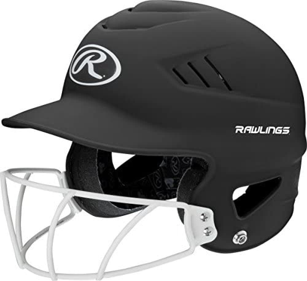 Rawlings | Coolflo Highlighter Batting Helmet | Face Guard Included | One Size Fits Most 6 1/2''-7 1/2'' | Matte Black