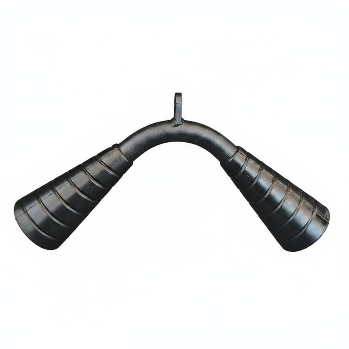 Clovrix Ribbed Grip V Cable Handle Steel Tube Bar Attachment Hanging Loop Triceps Pressdown Black, Tapered VHandle | Home Gym A