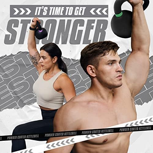 Yes4All Powder Coated Cast Iron Kettlebell Pair Green - 20 Kg / 44 Lb Strength Training Kettlebells Weight Set For Full Body Wor