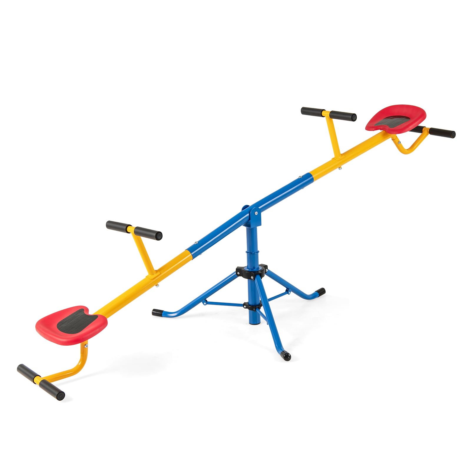 GLACER Teeter Totter Seesaw for Kids, 360 Degree Rotation Seesaw for Kids Age 3-8, 2-Person Outdoor Playground Equipment with He