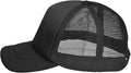 Trucker Hat With Back, Black Curved Visor Baseball Cap For Men, Plain Half Net Design