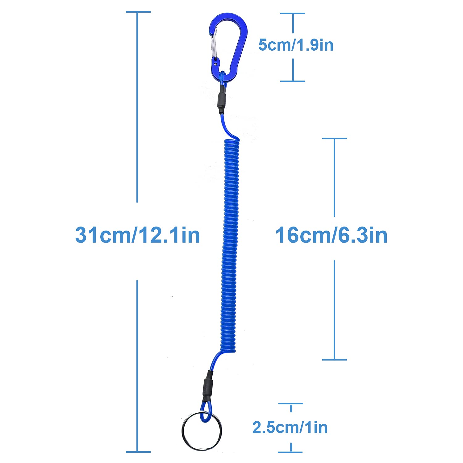Lix&Rix Spiral Retractable Spring Coil Lanyard Leash for Swipe Badge Card,Blue 3pcs.