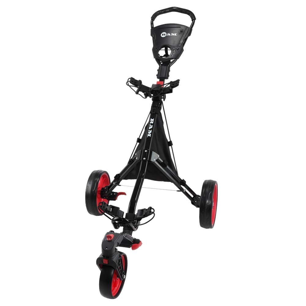 Ram Golf Push/Pull 3-Wheel Golf Cart With 360 Degree Rotating Front Wheel For Ultimate Agility