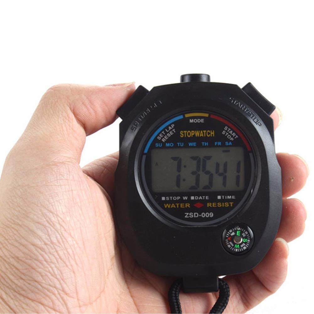 6 Pack Multi-Function Electronic Digital Sport Stopwatch Timer, Large Display With Date Time And Alarm Function,Suitable For Spo