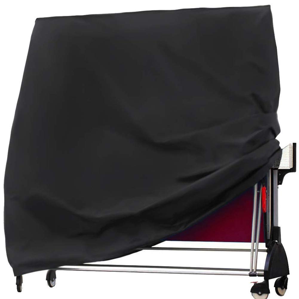 J&C Table Tennis Cover Upright 420D Ping Pong Table Cover, Black Full Uv Protected Table Tennis Cover Outdoor Waterproof Heavy D