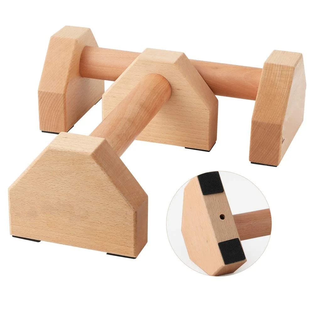 GONCHAK HUB Push Up Stand Wooden with NonSlip Base for Exercise Home Gym Workout Equipment Men and Women | Wooden Parallettes H