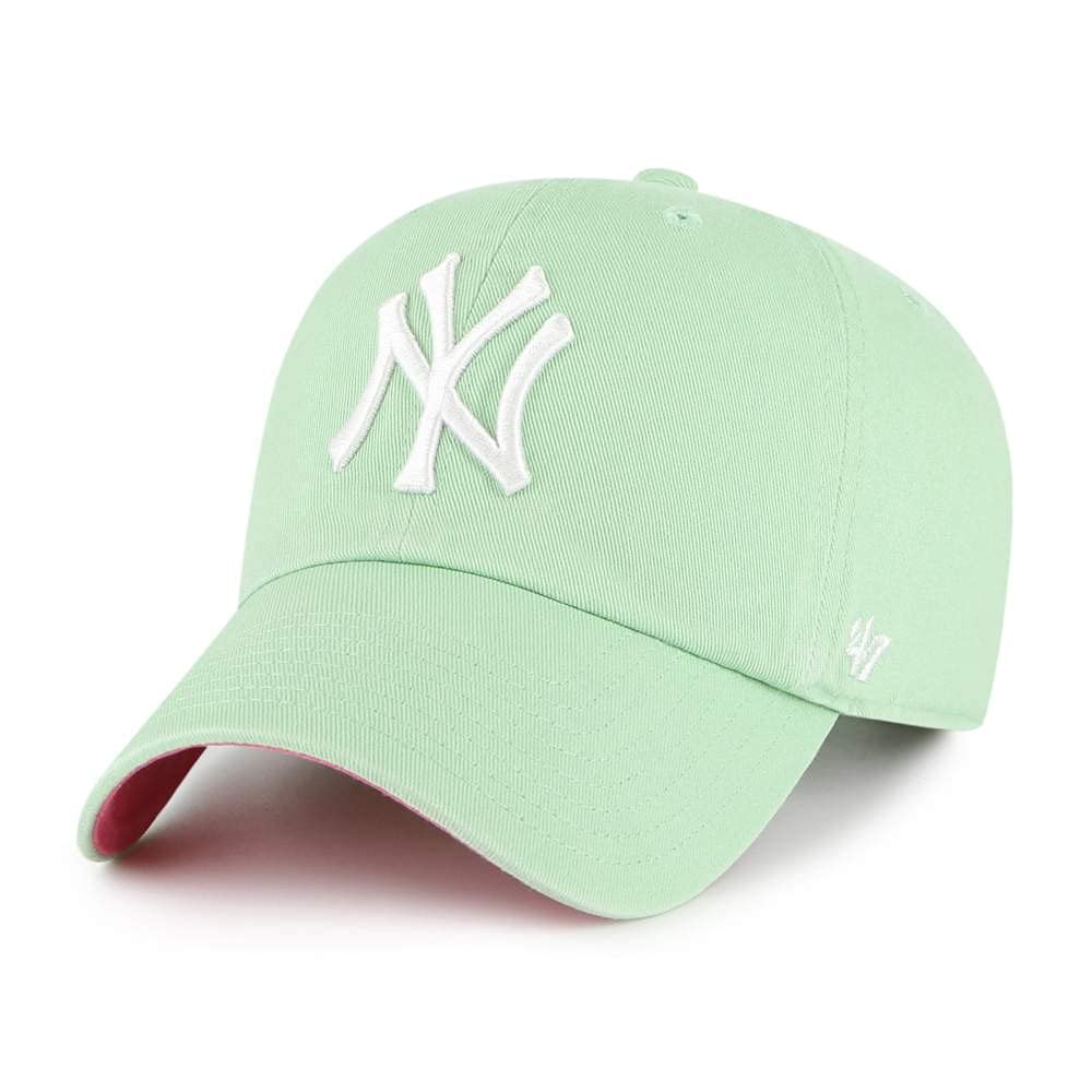 '47 New York Yankees Adjustable Cap Clean Up Mlb, Green, Pink, One Size
