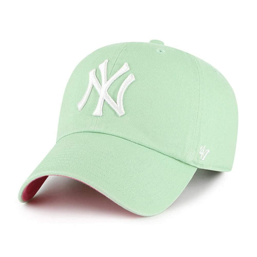 '47 New York Yankees Adjustable Cap Clean Up Mlb, Green, Pink, One Size