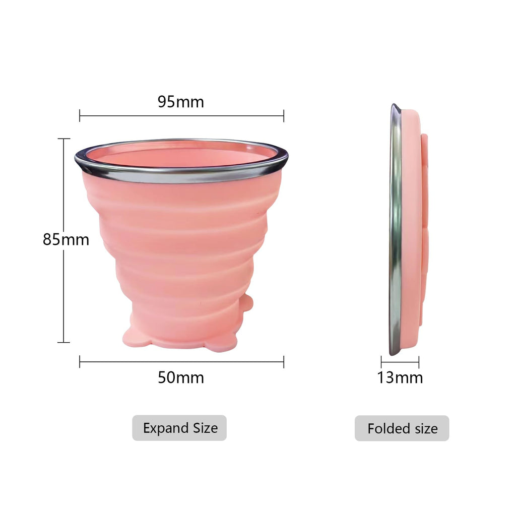 Collapsible Cup-Silicone Small Foldable Cups-Expandable Folding Drinking Cups-Reusable Portable Mugs-Cup With Lids For Travel, C