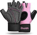 Ihuan Breathable Weight Lifting Gloves: Fingerless Workout Gym Gloves With Wrist Support  Enhance Palm Protection  Extra Grip Fo