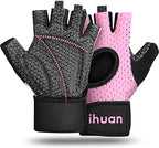 Ihuan Breathable Weight Lifting Gloves: Fingerless Workout Gym Gloves With Wrist Support  Enhance Palm Protection  Extra Grip Fo