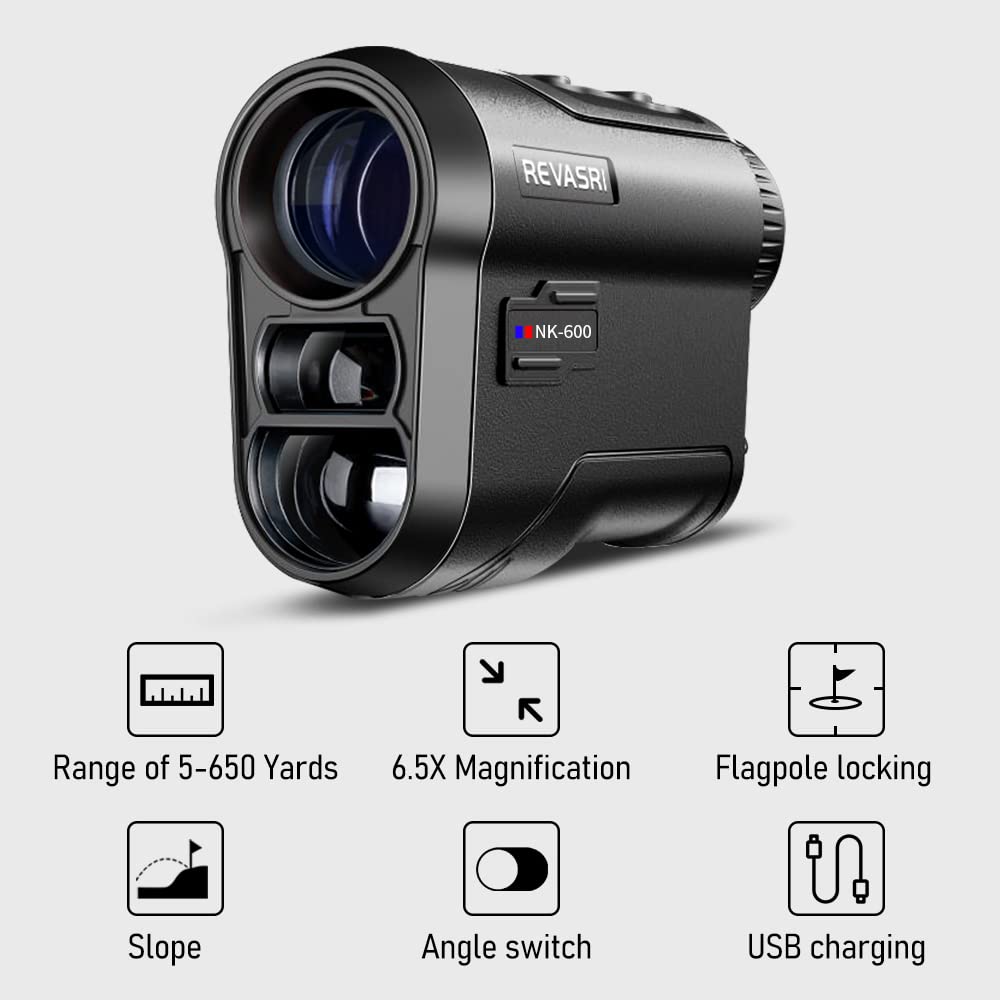 Revasri Golf Rangefinder With Slope, Pin Lock Vibration And Slope Switch, 650 Yards Vertical Horizontal Distance And Scan, Laser