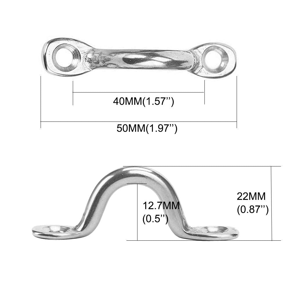 Amadget Bimini Boat Top Pad Eye, 316 Stainless Steel Eye Straps Tie Down Kayak Deck Loops (Pack Of 10)