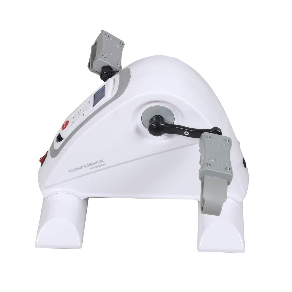 Confidence Fitness Motorized Electric Mini Exercise Bike V2 / Under Desk Pedal Exerciser - White/Grey