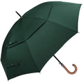 G4Free Wooden J Handle Classic Golf Umbrella Windproof Auto Open 52 Inch Large Oversized Double Canopy Vented Rainproof Cane Sti