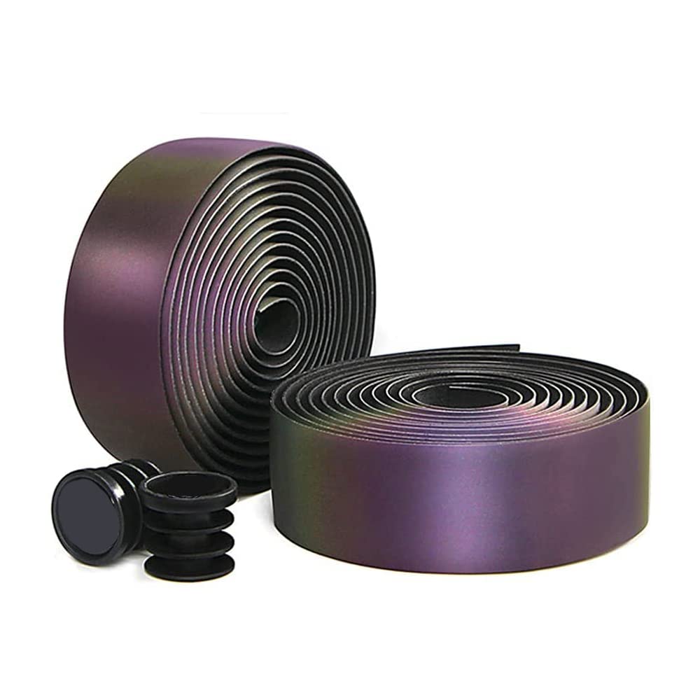 Bumlon Road Bike Handlebar Tape, Bicycle Bar Tape, Pu Leather + Eva, Reflective Cycling Handle Grip Wrap - 2 Rolls