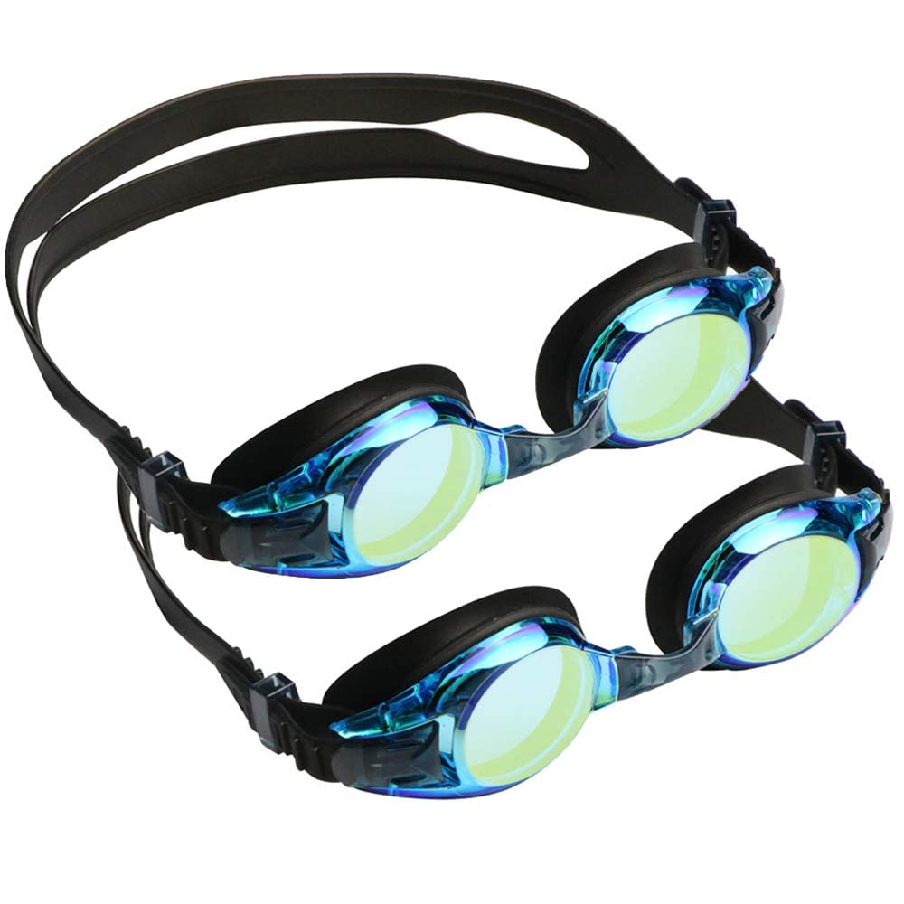 Aegend 2 Pack Kids Goggles, Swimming Goggles for Kids Age 4-16 Boys and Girls Youth, Anti-Fog Pool Goggles, Blue Black