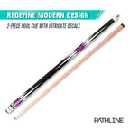 Pathline Pool Cue Stick - 58 Inch Canadian Maple Billiard Pool Stick (Purple 19Oz)